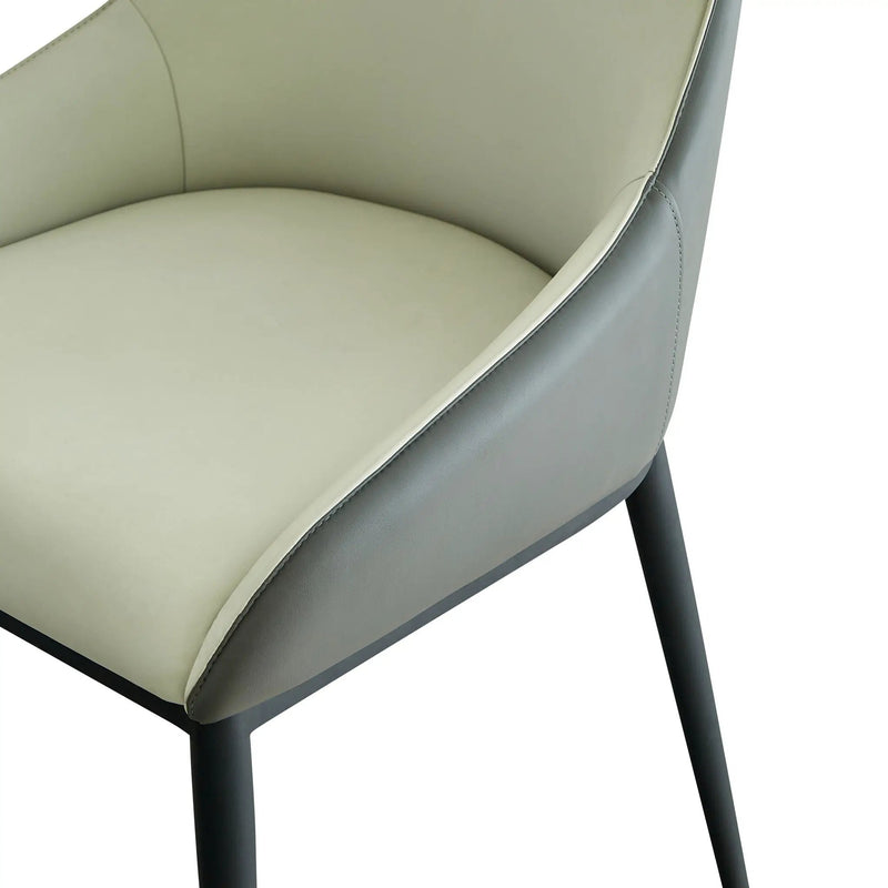 Modern Dining Chair Set Upholstered Seats Steel Metal Legs 2 Tone Contemporary Kitchen Living Room Furniture (Set of 2) - Black / Gray by HouseOfZazla