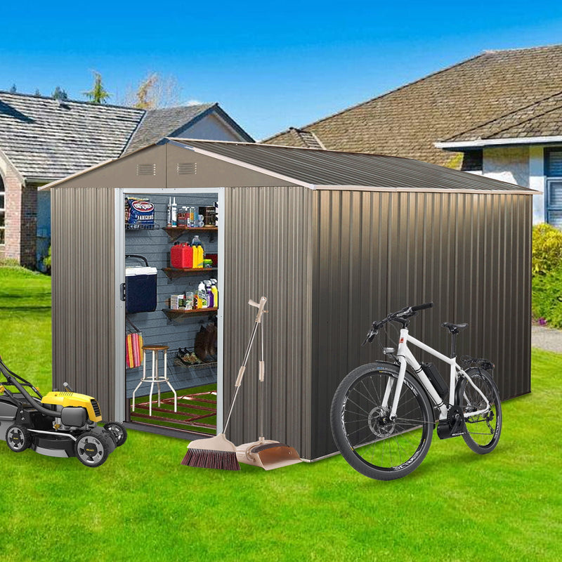 8X10Ft Outdoor Metal Storage Shed - Gray by HouseOfZazla