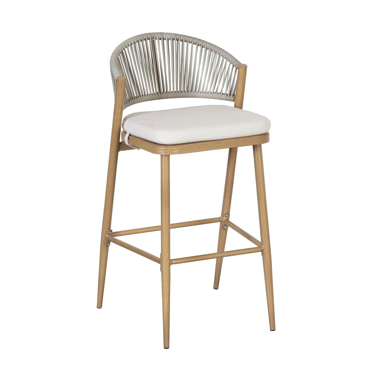 Outdoor Bar Height Metal Frame Counter Stools with Scallop-Shaped Backrest & Water-Resistant Cushions by HouseOfZazla