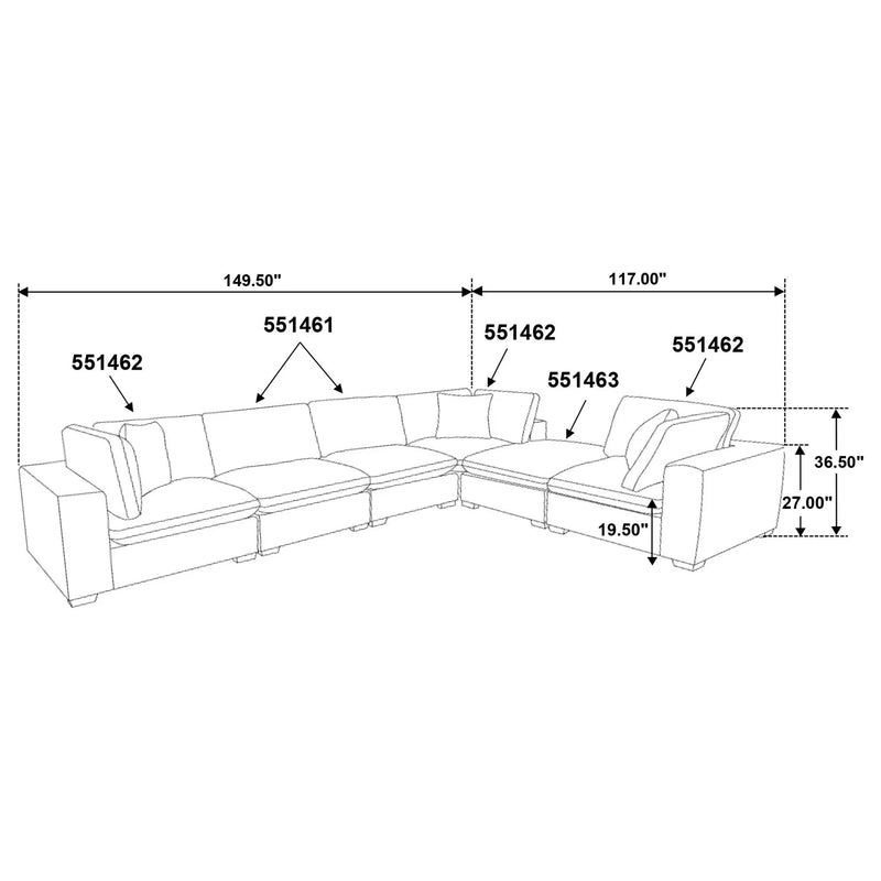 Lakeview 6-piece Upholstered Modular Sectional Sofa Ivory by Unique Piece Furniture