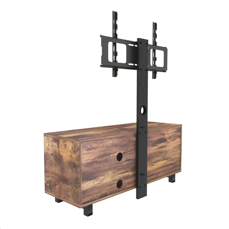 Rustic Brown TV Console With Push-To-Open Storage Cabinet For TV, Wood & Glass TV Stand For Living Room Bedroom - Rustic Brown by Unique Piece Furniture