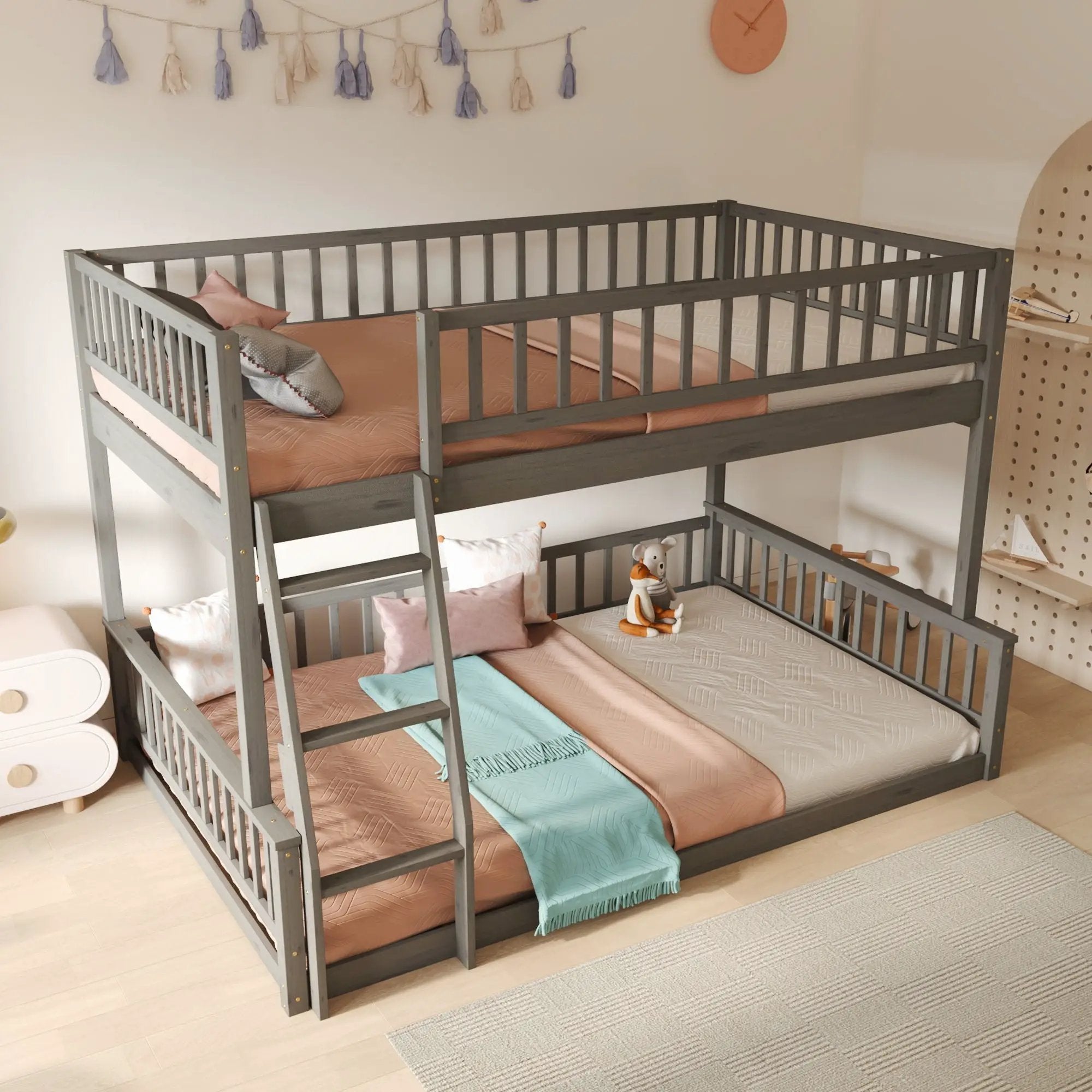 Bunk Bed With Ladder And Guardrails by Unique Piece Furniture