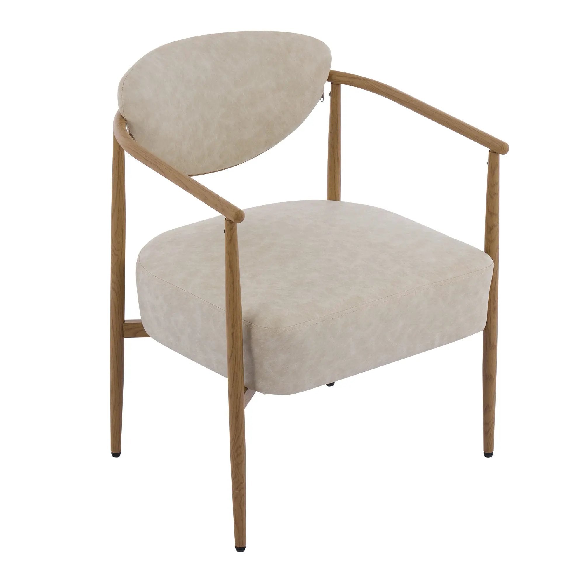 Beige PU Leather Dining Room Chair with Metal Frame by HouseOfZazla