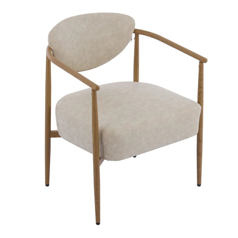 Beige PU Leather Dining Room Chair with Metal Frame by HouseOfZazla