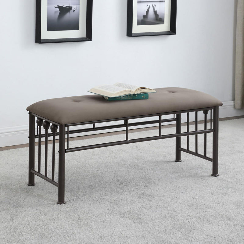 Upholstered Bench - Brown / Dark Bronze by HouseOfZazla