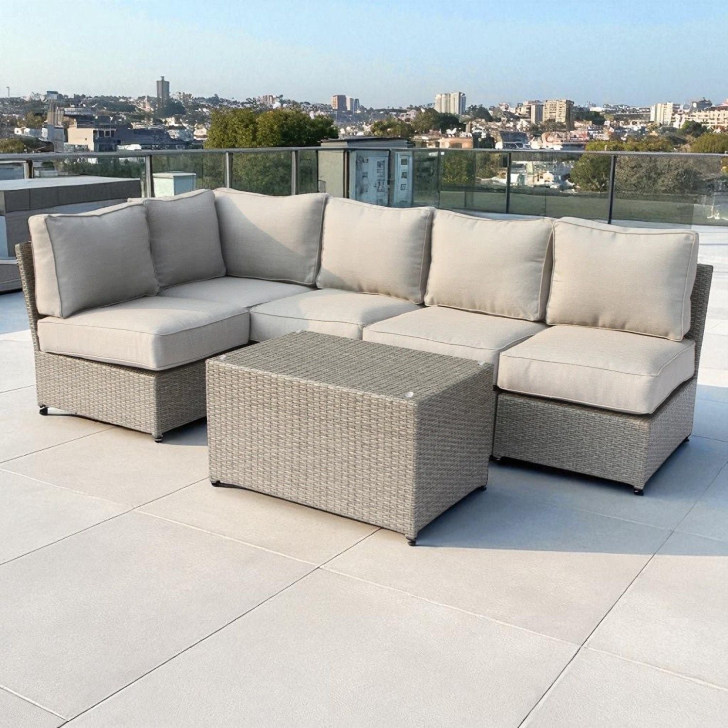 Comfortable Modern Patio Rattan Sectional Set With Cushions by HouseOfZazla