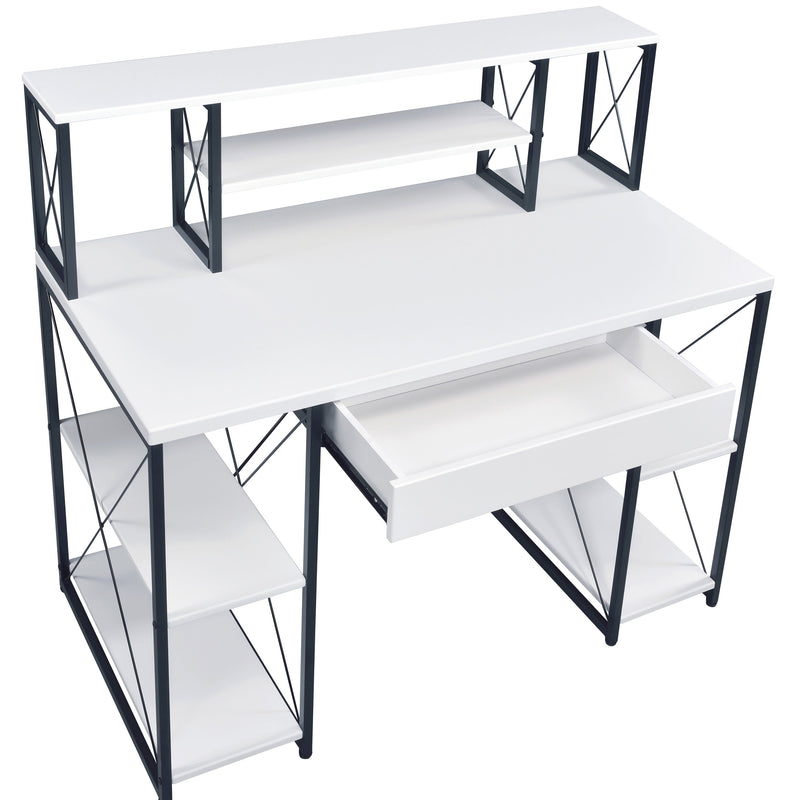 White and Black Recording Studio Desk with Drawer - Wood & Metal, photo 4 of 8