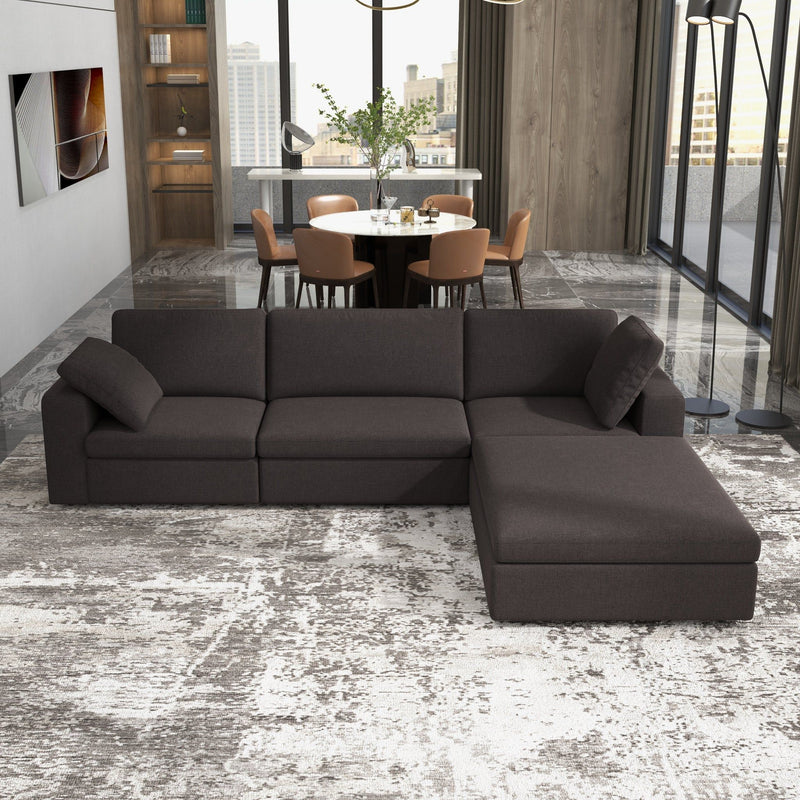 Dark Gray Modular Corner Sectional Sofa with Mid-Century Modern Design - Left Arm Facing, photo 3 of 13