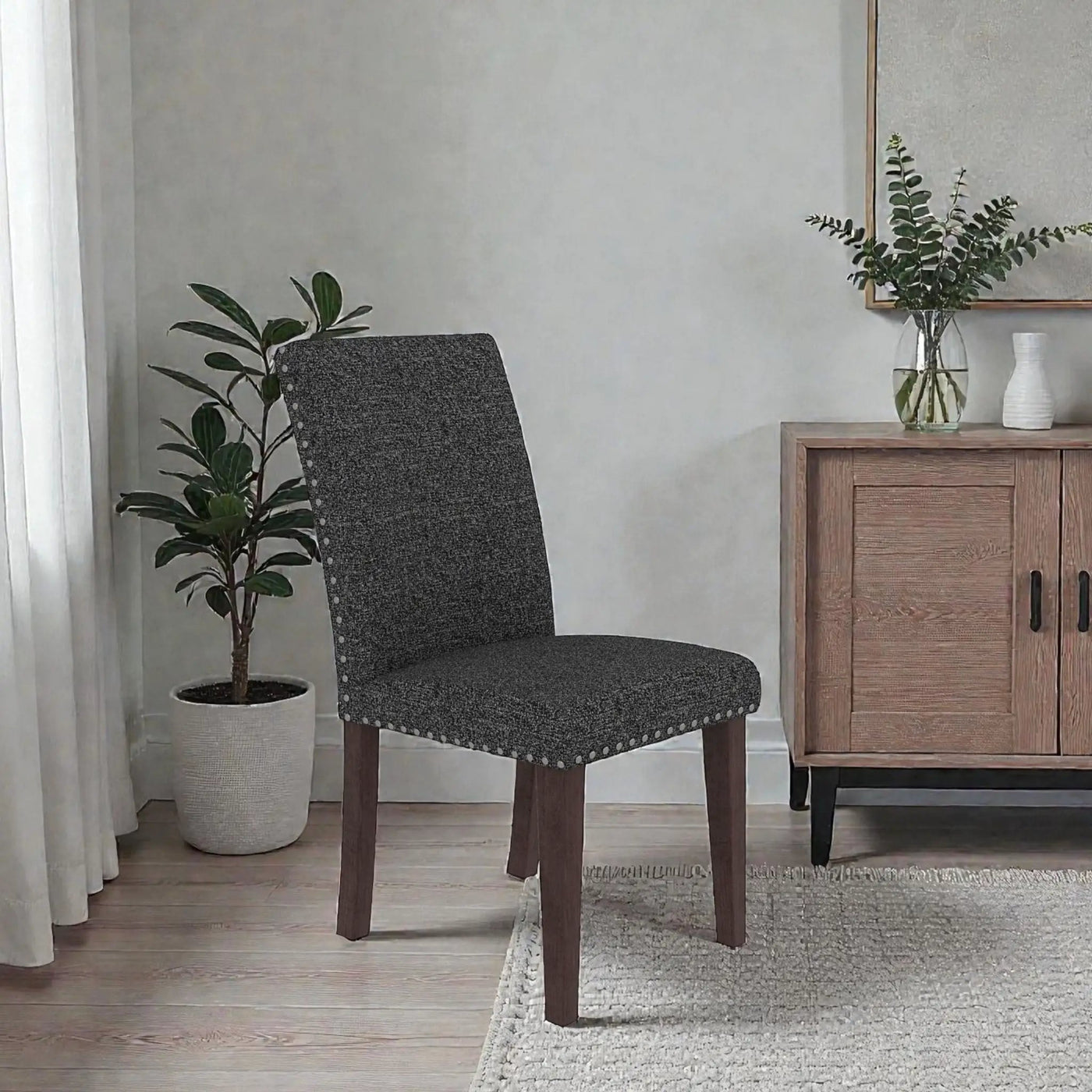 Upholstered Dining Chair With High Back Design (Set of 2) by HouseOfZazla