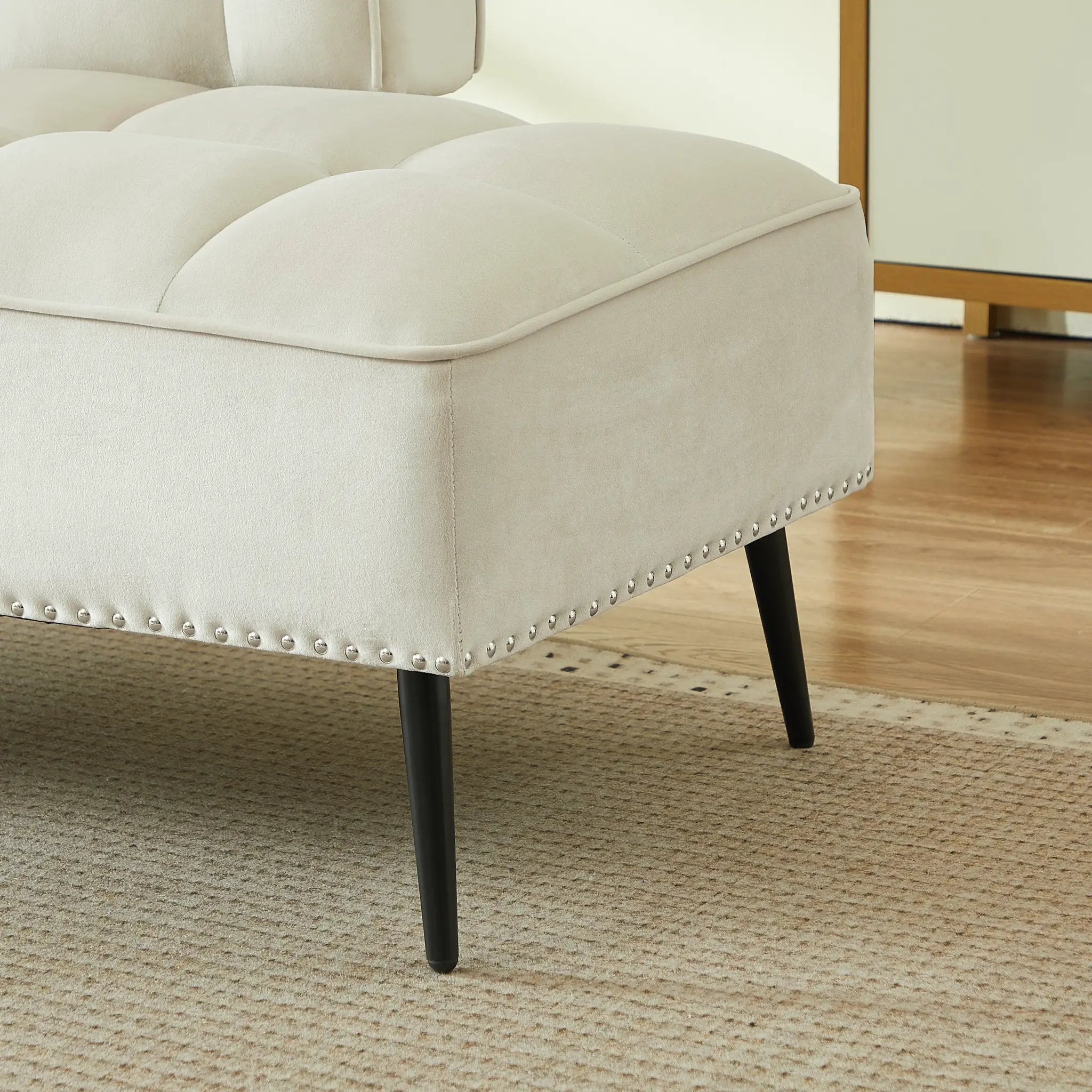 54-Inch Modern Two-Seater Velvet Sofa with Rotating Side Table by HouseOfZazla