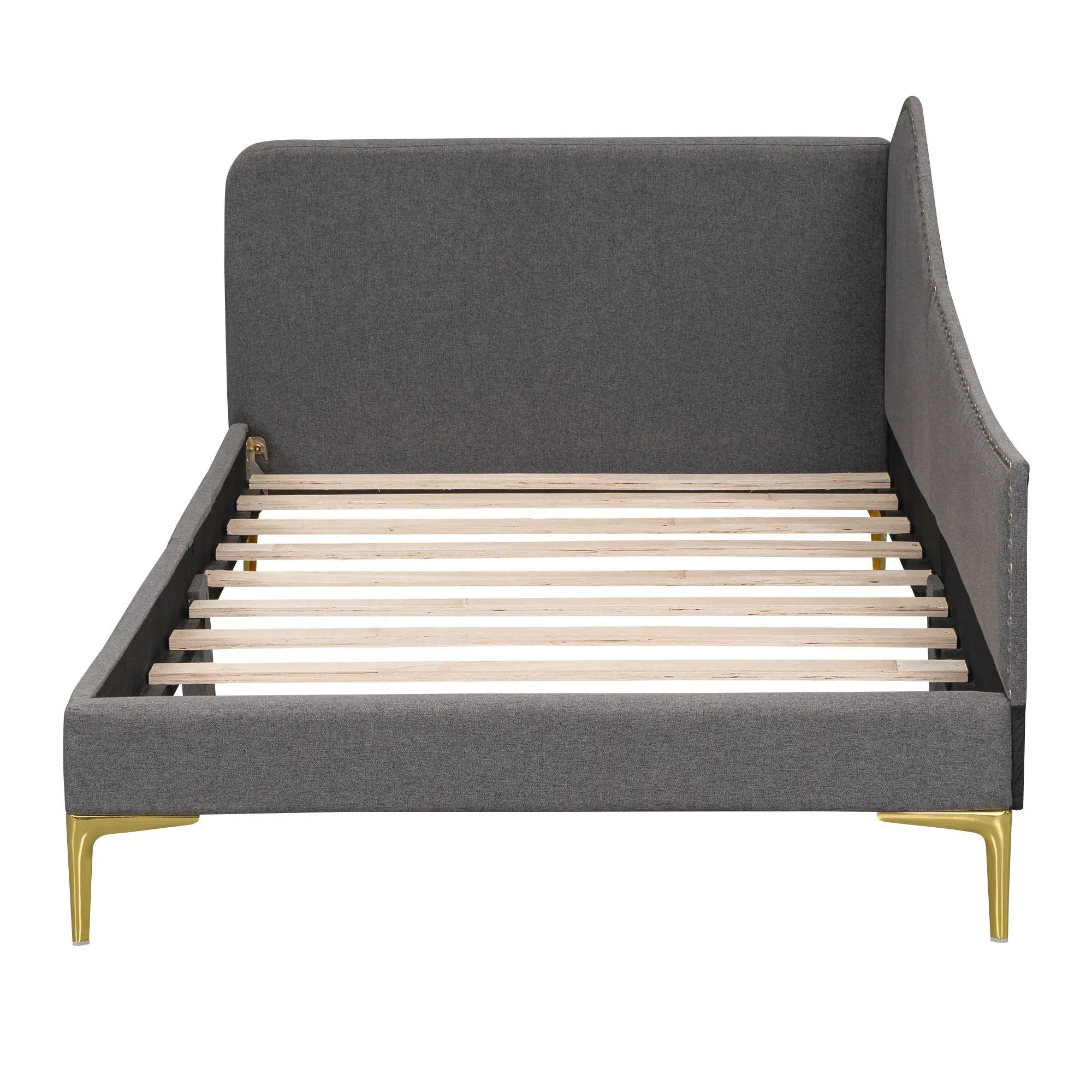 Upholstered Daybed With Headboard And Armrest, Support Legs by HouseOfZazla