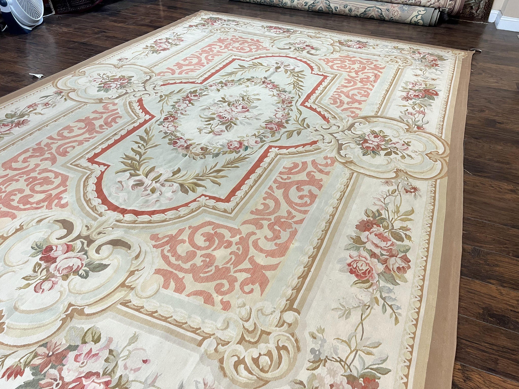Aubusson Rug 10x14, Wool Handmade Vintage Carpet, Elegant French European Design Rug, Large Room Sized Aubusson Rug, Stark Carpet by Jewel Rugs