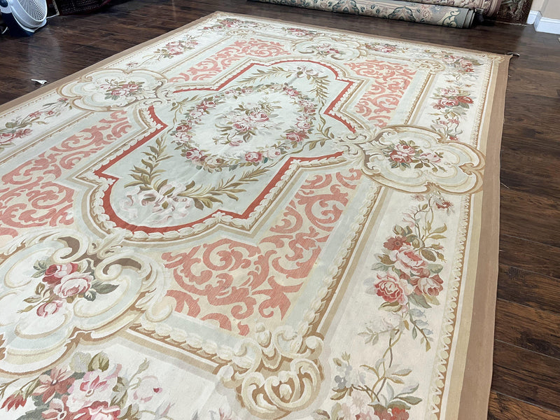 Aubusson Rug 10x14, Wool Handmade Vintage Carpet, Elegant French European Design Rug, Large Room Sized Aubusson Rug, Stark Carpet by Jewel Rugs