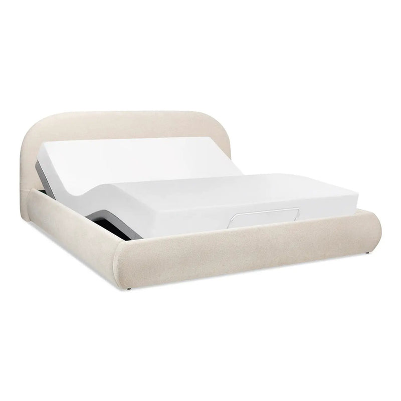Archie Puffy Grounded Upholstered Platform Bed - Oatmeal Light by HouseOfZazla