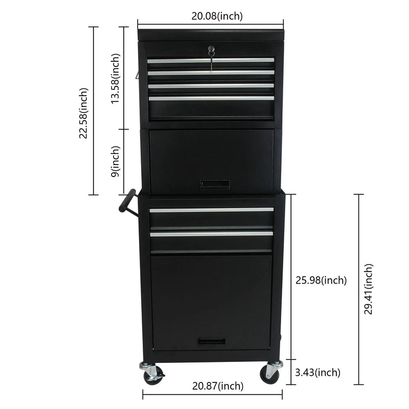 6 Drawer Lockable Tool Cabinet On Wheels With Detachable Toolbox by HouseOfZazla
