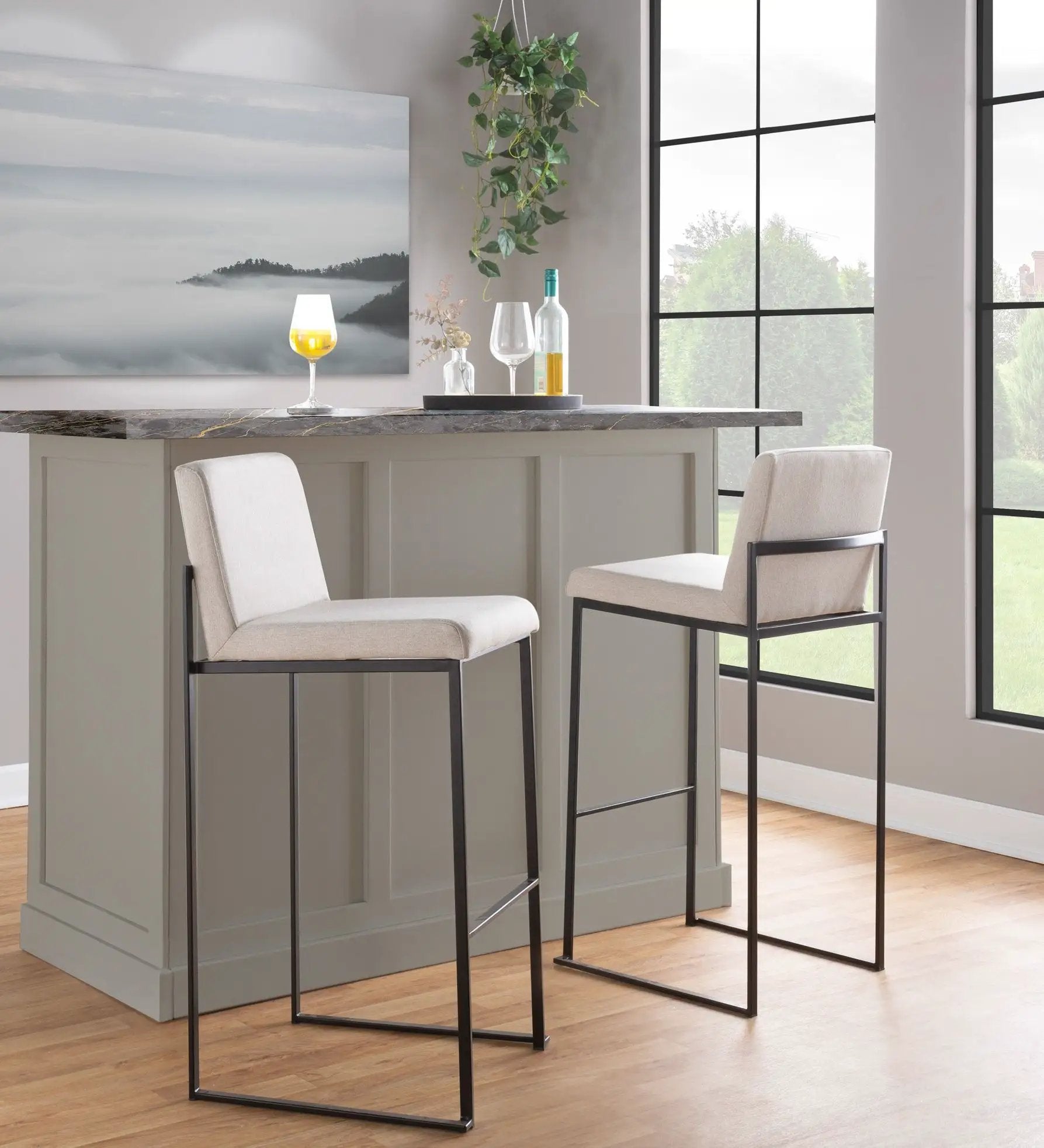 Fuji - Contemporary High Back Barstool Elegant Design by Unique Piece Furniture