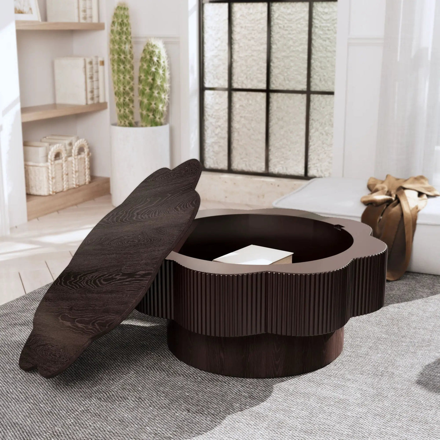 Modern Plum Blossom Shaped Coffee Table With Storage by HouseOfZazla
