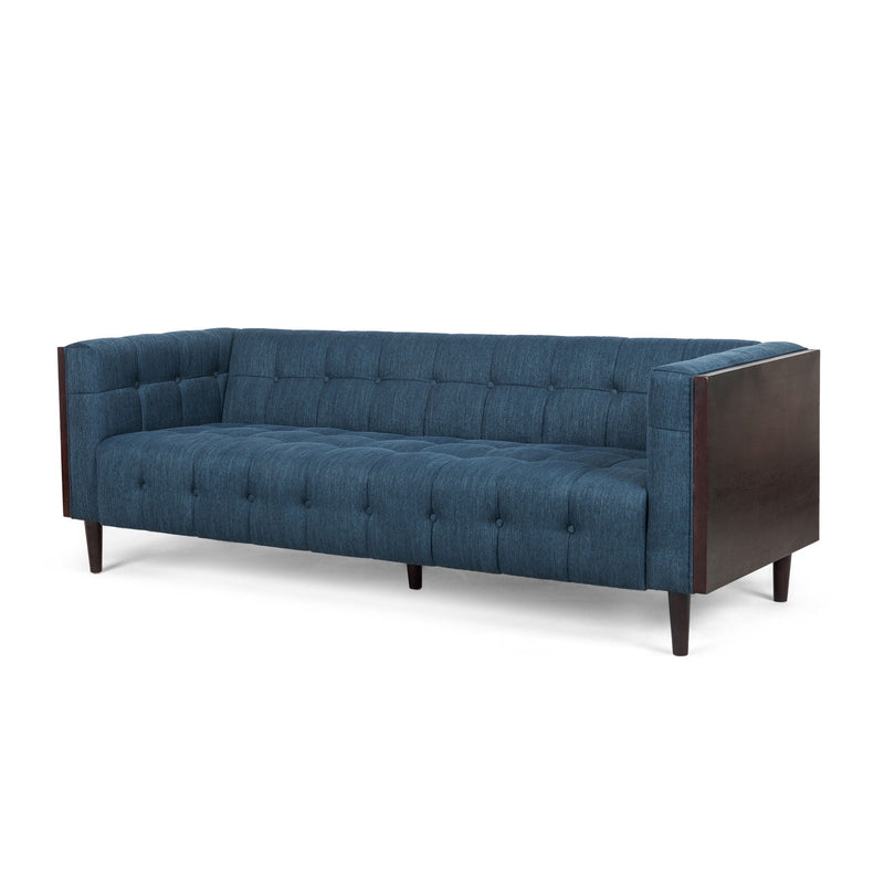 Contemporary Mid-Century Charm 3 Seater Sofa With Button Tufted Waffle Stitching by HouseOfZazla