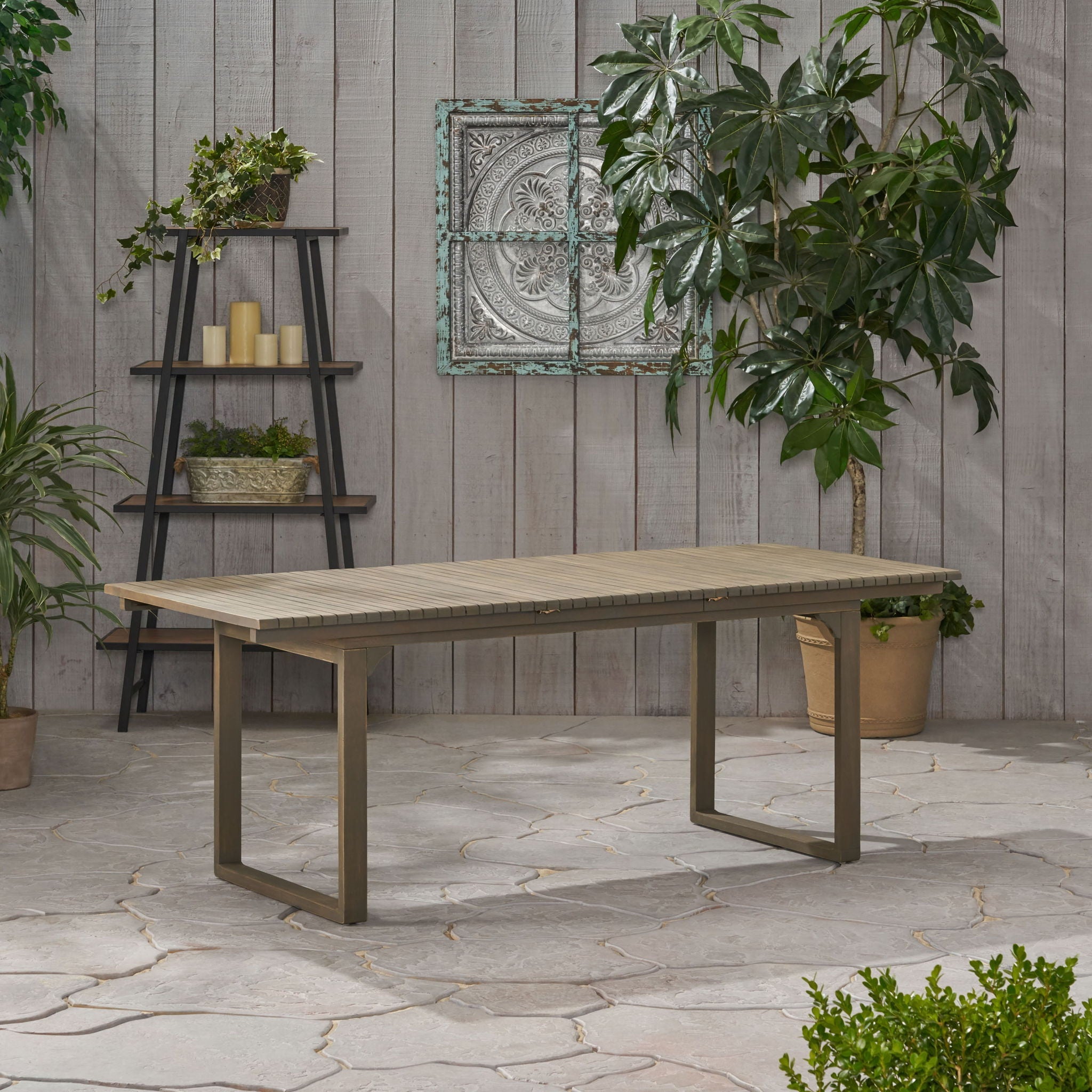 Outdoor Expandable Acacia Wood Dining Table With U-Shaped Leg by HouseOfZazla