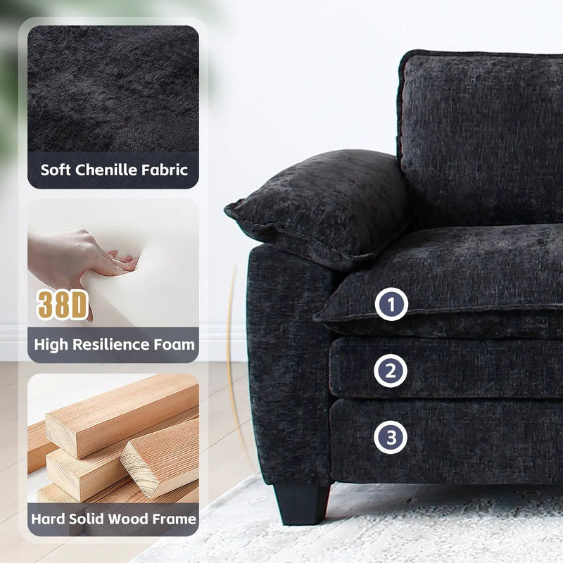 Luxury Couch with Ottoman in Soft Chenille by HouseOfZazla