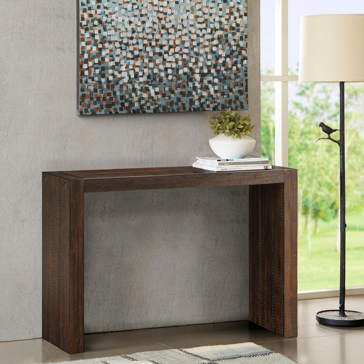 Modern Design Console Table with Solid Wood Construction - Light or Dark Brown, photo 8 of 30