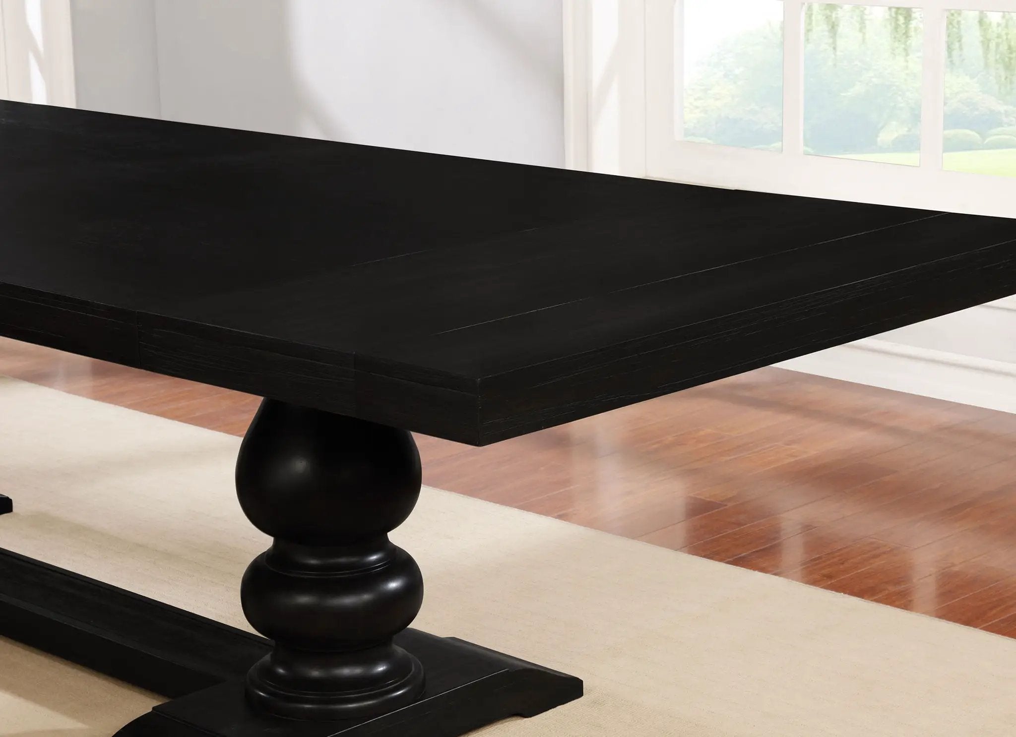 Phelps 123-inch Extension Leaf Dining Table Distressed Noir by Unique Piece Furniture