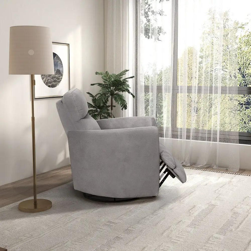 Lawson - Swivel Glider Suede Recliner Chair - Latte by HouseOfZazla