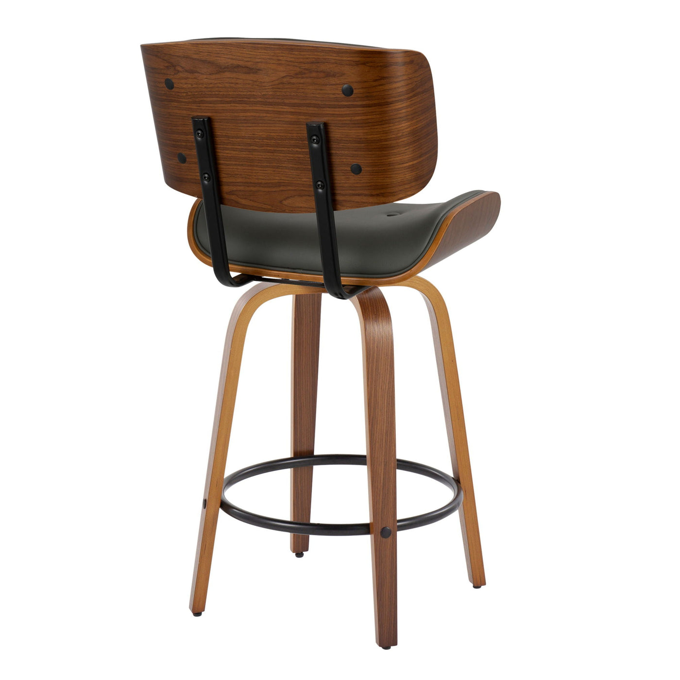 Lombardi - Mid-Century Modern Fixed Height Counter Stool With Swivel With Round Footrest (Set of 2) by HouseOfZazla