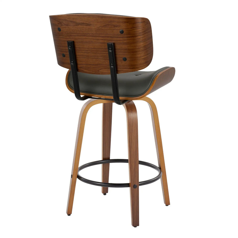 Lombardi - Mid-Century Modern Fixed Height Counter Stool With Swivel With Round Footrest (Set of 2) by Unique Piece Furniture