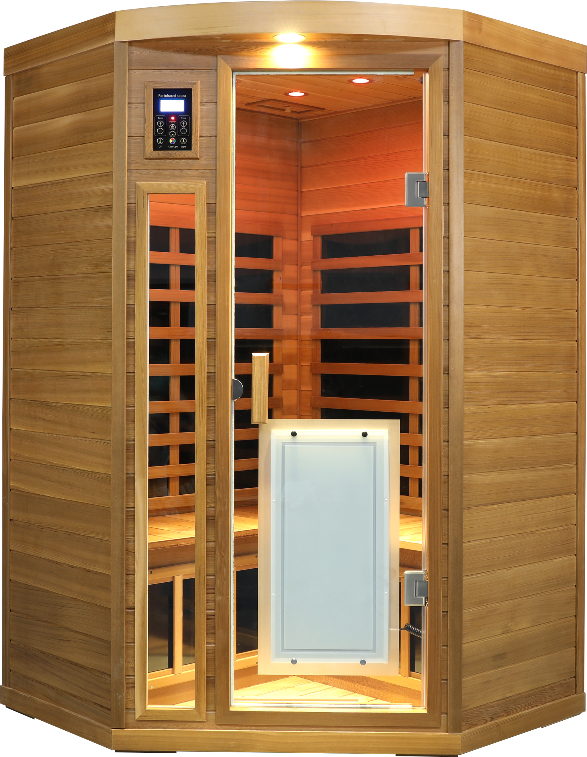 Low EMF Two person Far-infrared Red cedar Deluxe indoor pentagonal sauna room by HouseOfZazla