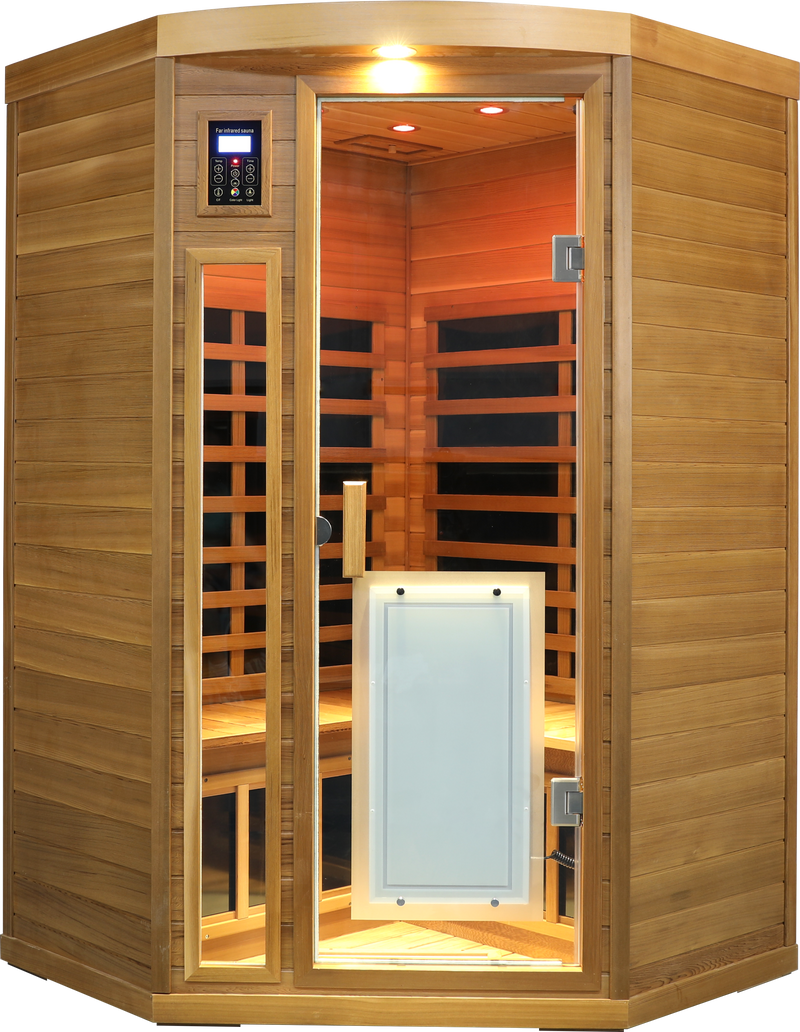 Low EMF Two person Far-infrared Red cedar Deluxe indoor pentagonal sauna room by HouseOfZazla