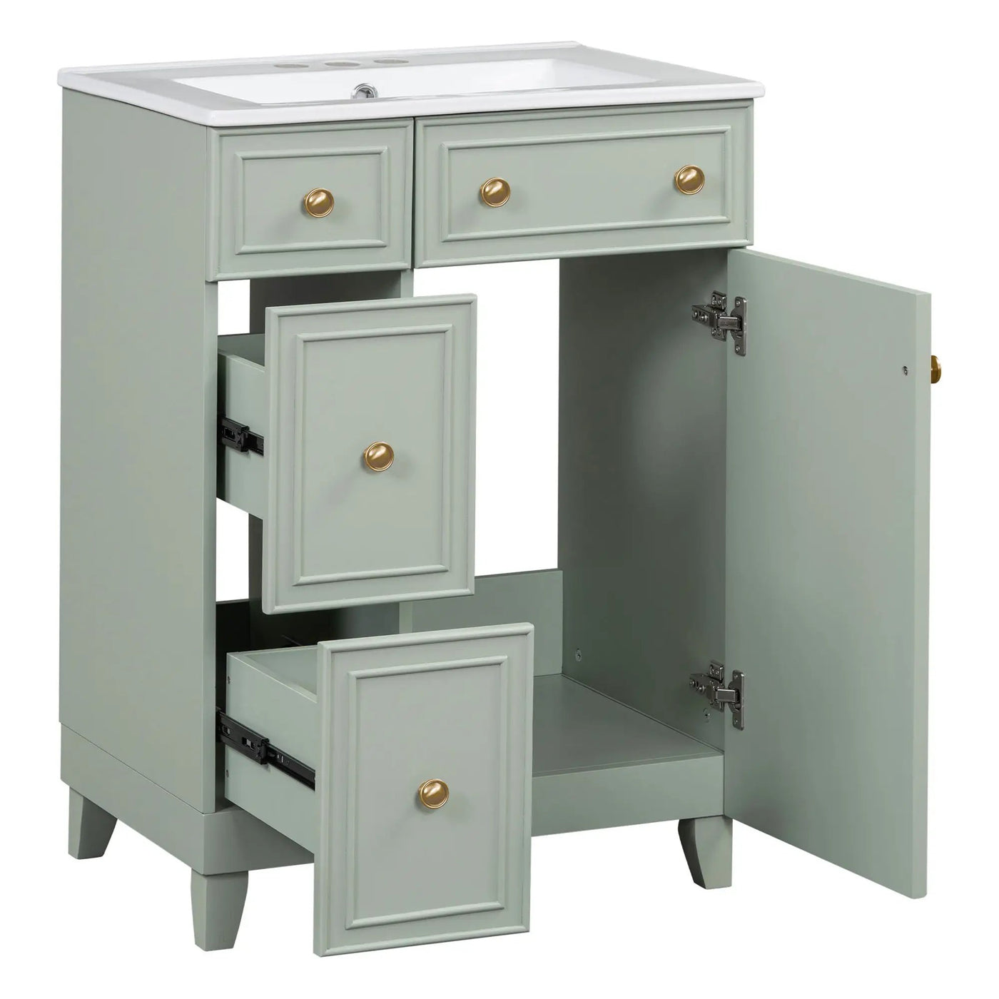 Transitional Style Bathroom Vanity Cabinet With Ceramic Sink by HouseOfZazla