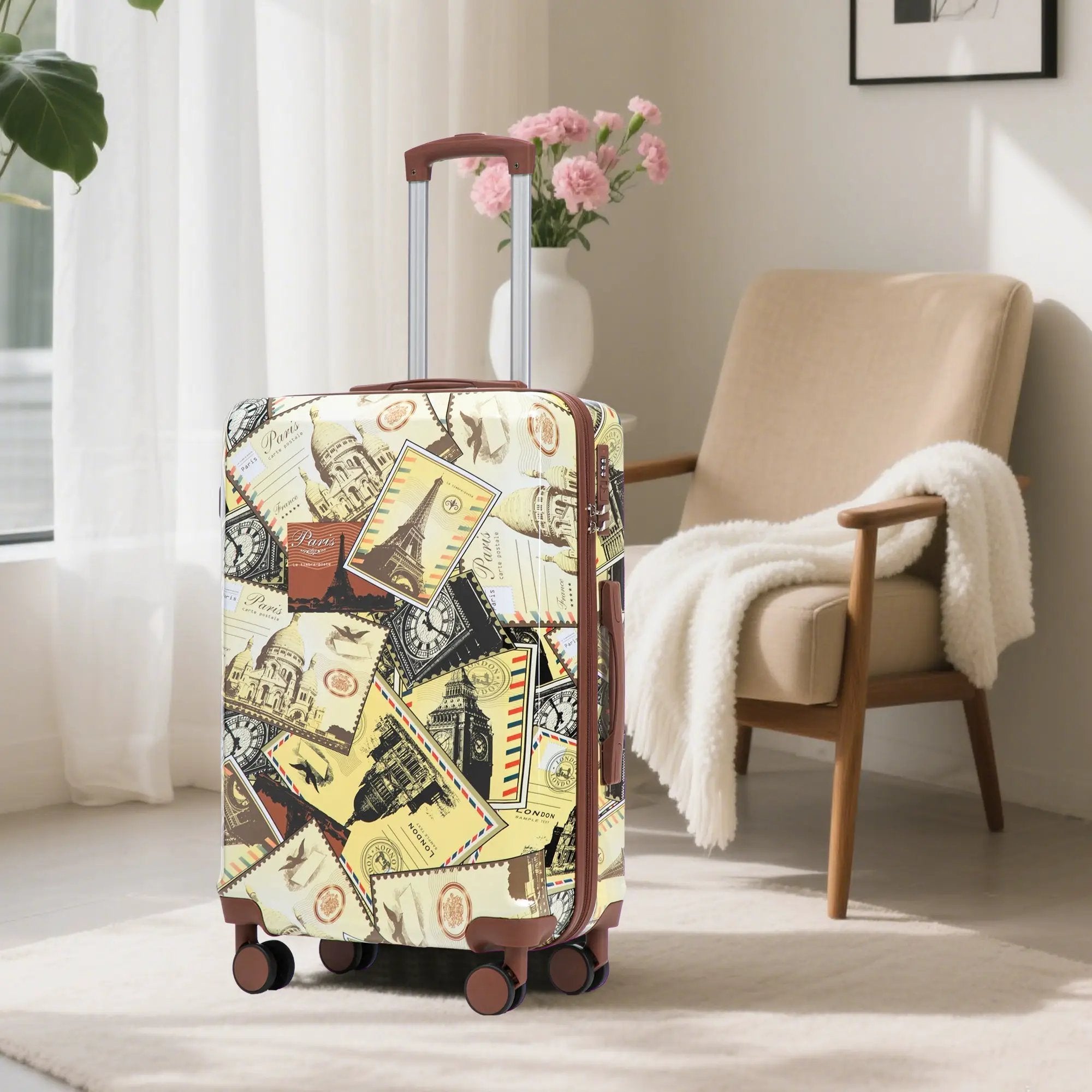 3-Piece PC Spinner Wheel Luggage Set with Printed Pattern by HouseOfZazla
