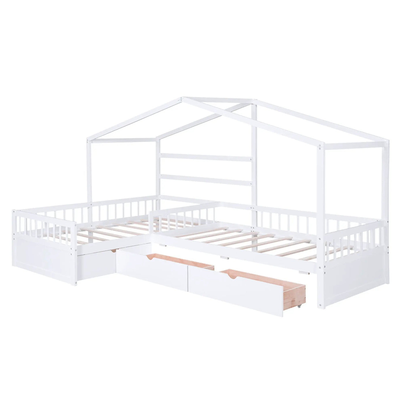 L Shape Platform Bed With 3 Storage Drawers by HouseOfZazla