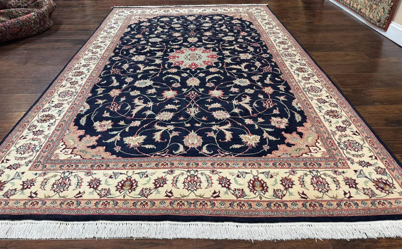 Navy Blue Pak Persian Rug 6x10, Floral Medallion, Traditional Persian Area Rug, Fine 240 KPSI by Jewel Rugs