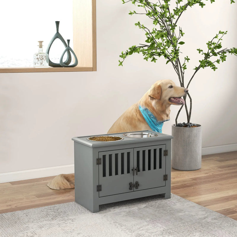 PawHut Large Elevated Dog Bowls with Storage Cabinet by HouseOfZazla