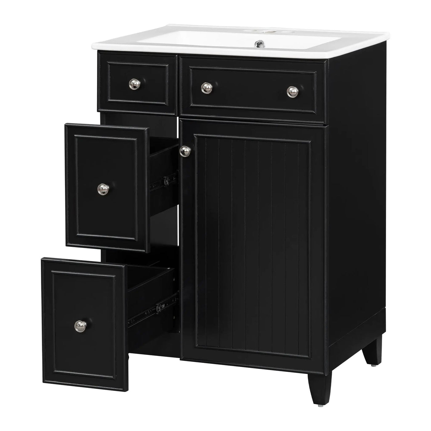 Transitional Style Bathroom Vanity Cabinet With Ceramic Sink by HouseOfZazla