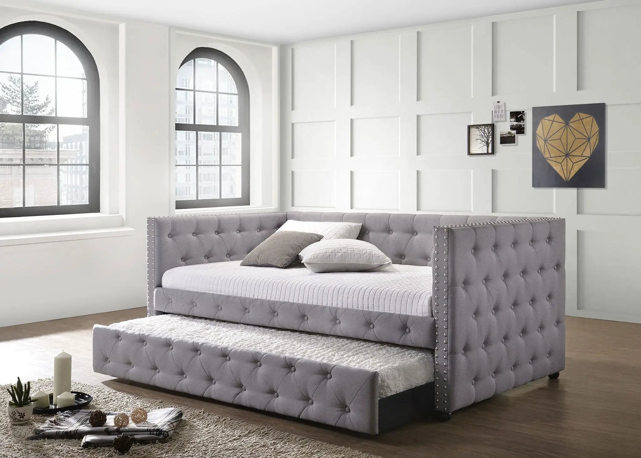 Mockern Upholstered Twin Daybed with Trundle Grey by Unique Piece Furniture