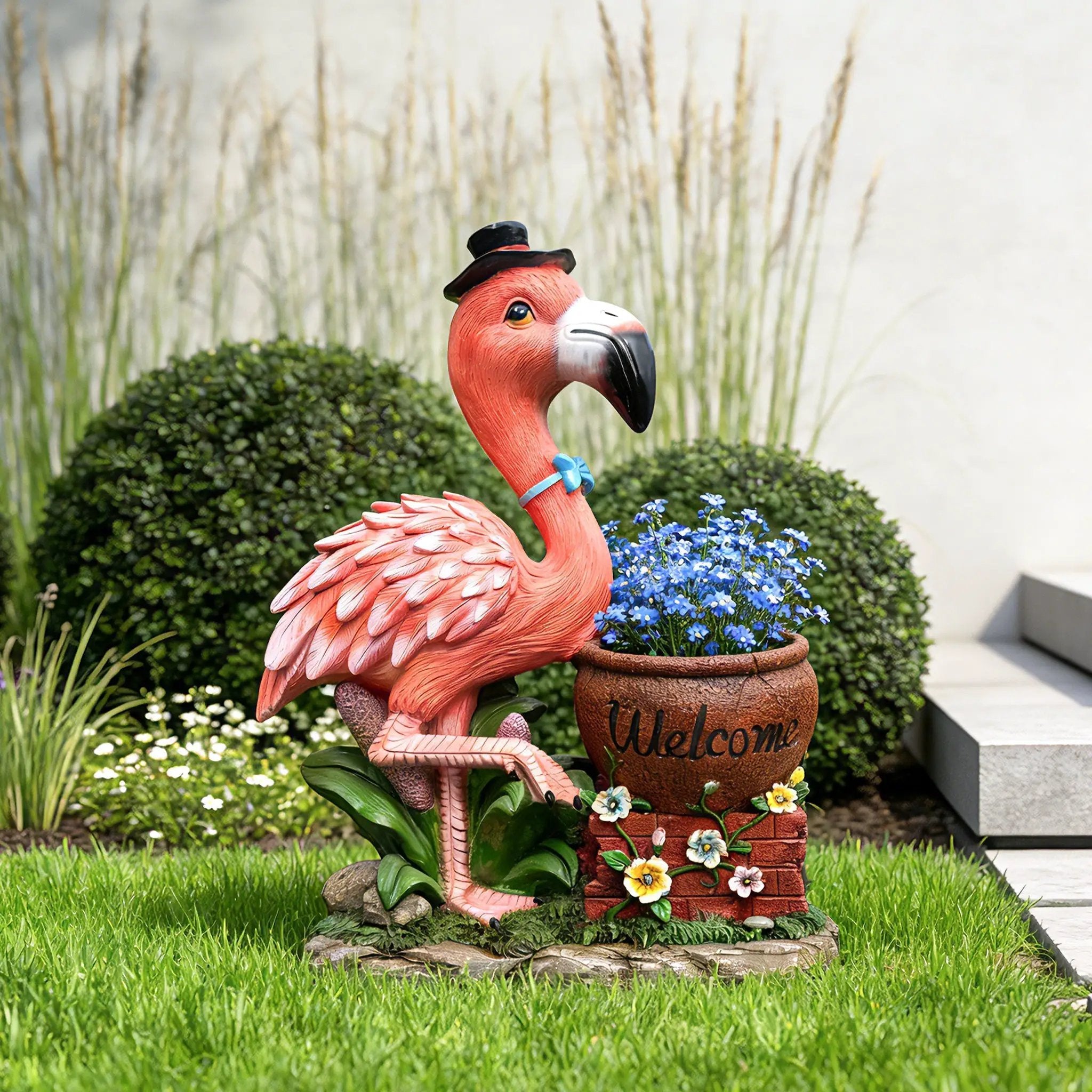 Outdoor Garden Sculpture Flamingo Flower Pot Planter by HouseOfZazla