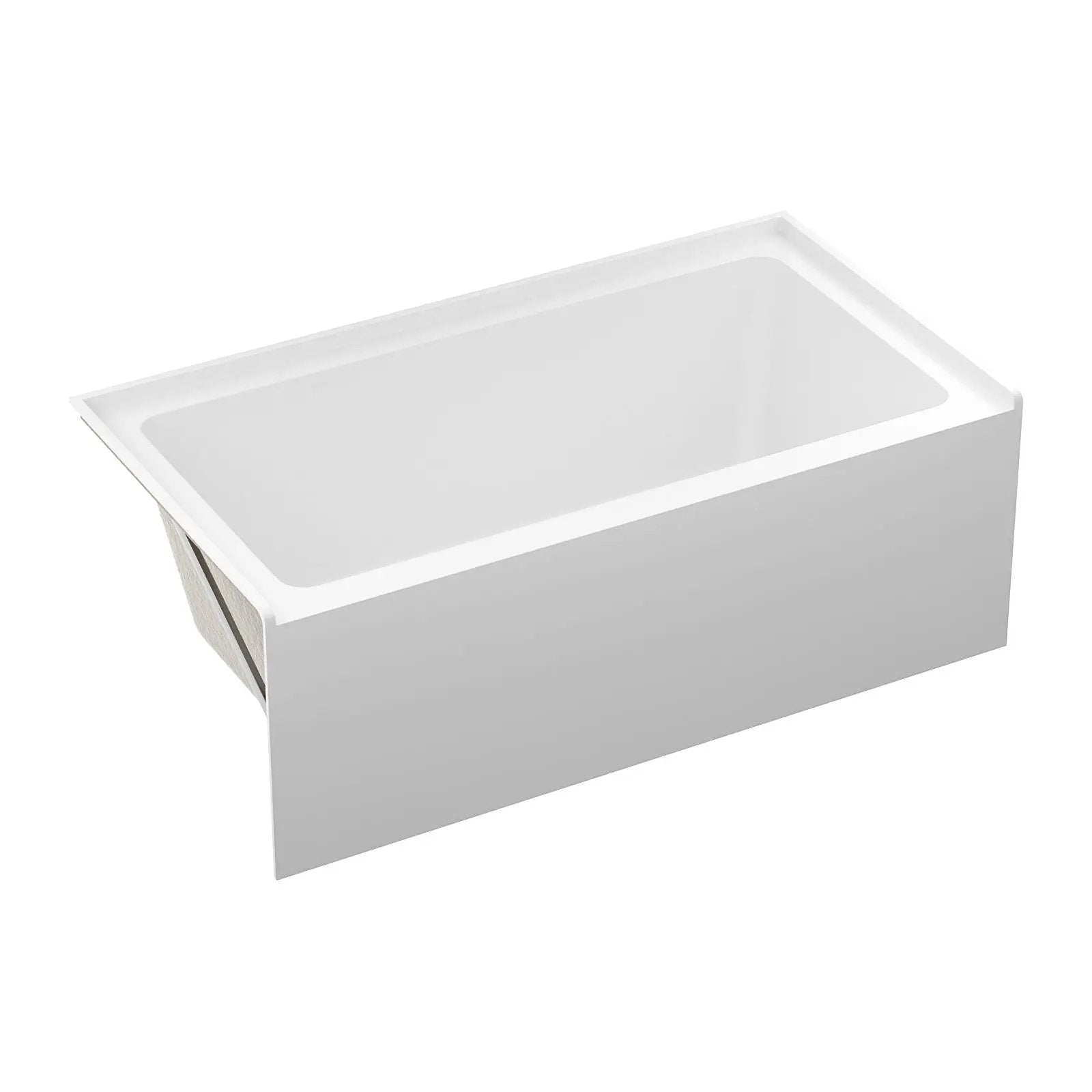 Alcove Soaking Bathtub With Skirt - Back-To-Wall Design, Compact - Glossy White by HouseOfZazla