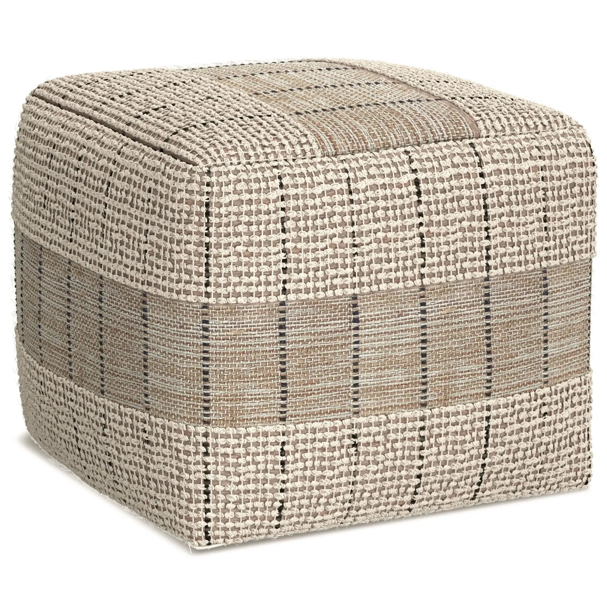 Elmer - Square Woven Pouf - Natural / Gray by HouseOfZazla