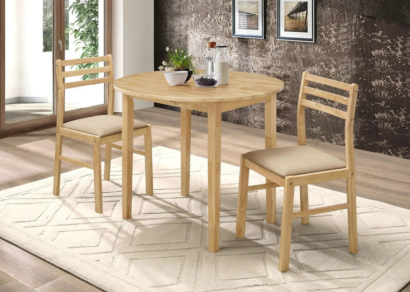 Bucknell 3-piece Round Drop Leaf Dining Table Set Natural by Unique Piece Furniture