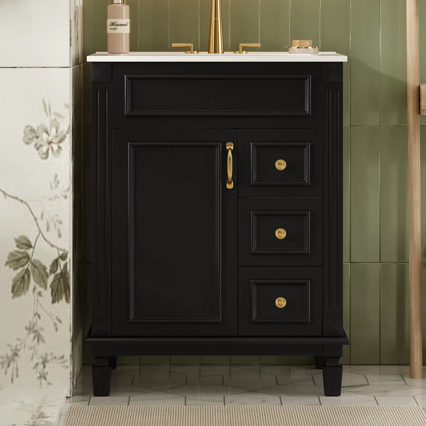 Bathroom Vanity With Sink, Compact Cabinet & 2 Drawers by HouseOfZazla