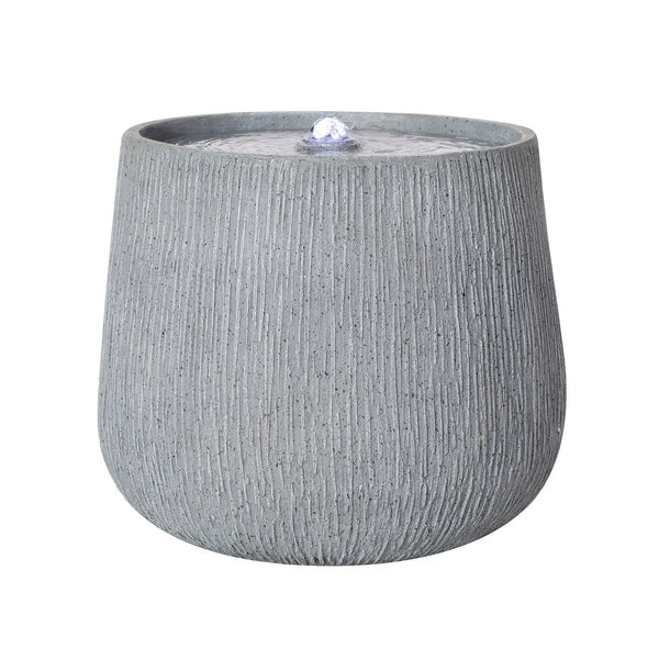 12.99" Gray Polyresin Outdoor Water Fountain with LED Light