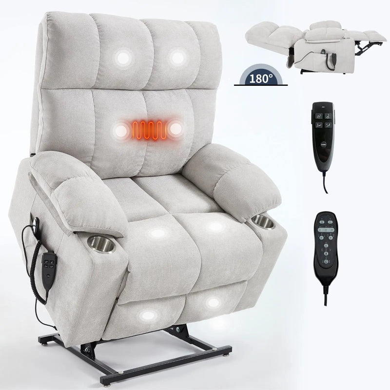 Beige Dual Motor Infinite Position Power Lift Recliner Chair by HouseOfZazla