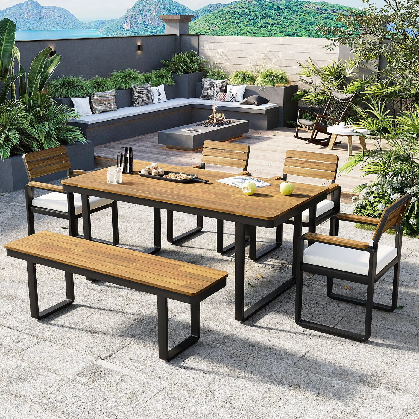 6-Piece Outdoor Dining Set with Acacia Wood by HouseOfZazla