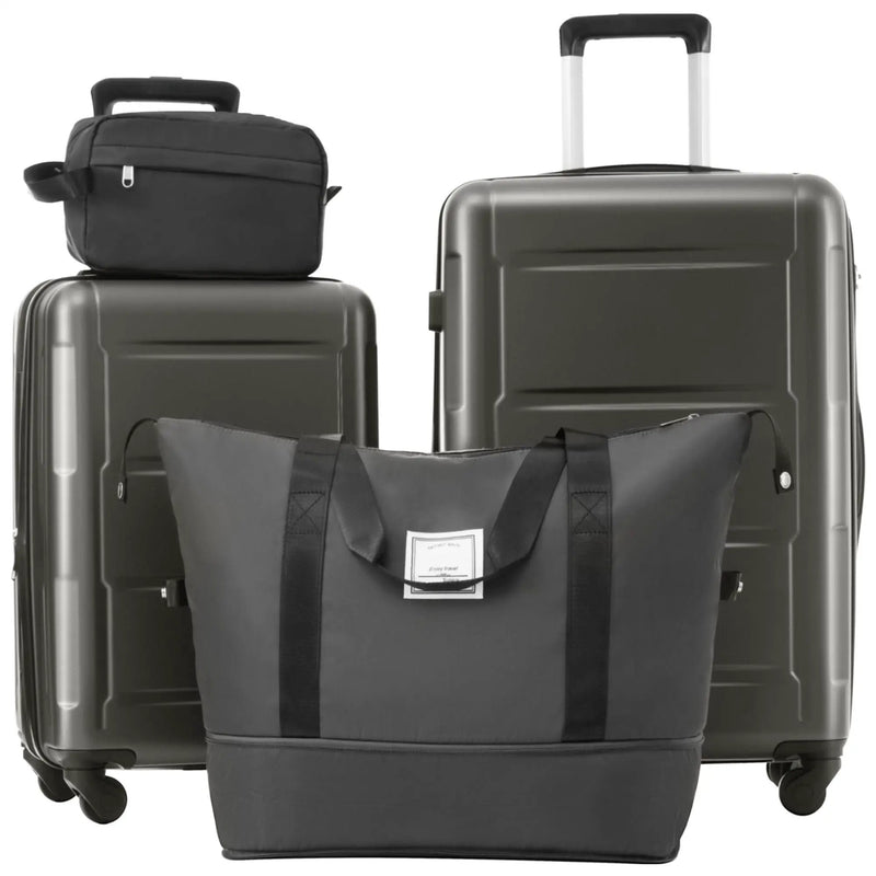 2 Piece Luggage Set With Bags Expanable Spinner Wheels ABS Lightweight Suitcase With Tsa Lock 20" / 24" by HouseOfZazla