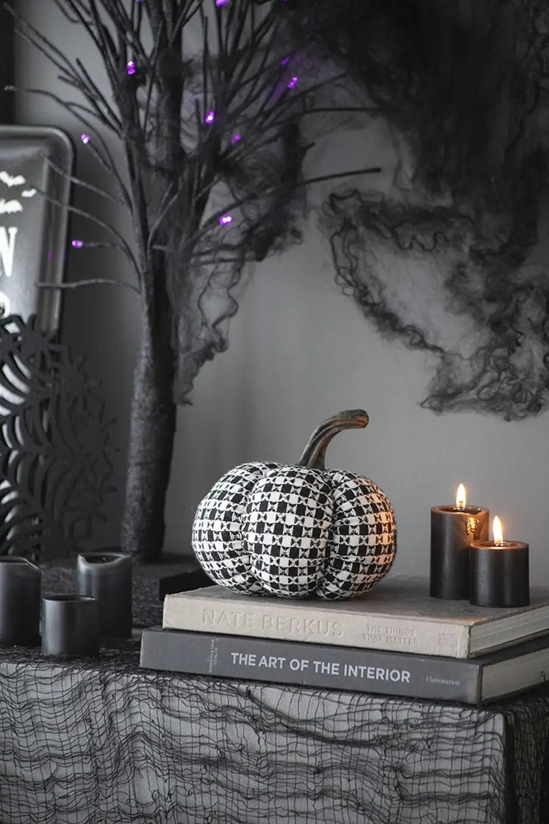 Plaid Pumpkin Decor, For Holiday Halloween Decoration by Unique Piece Furniture