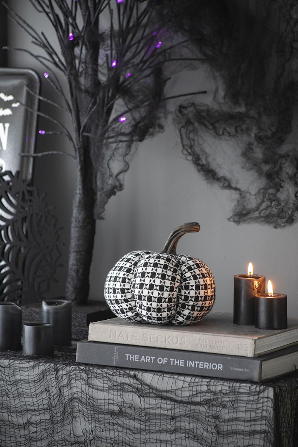 Plaid Pumpkin Decor Set with Fabric Finish - Black, photo 5 of 13