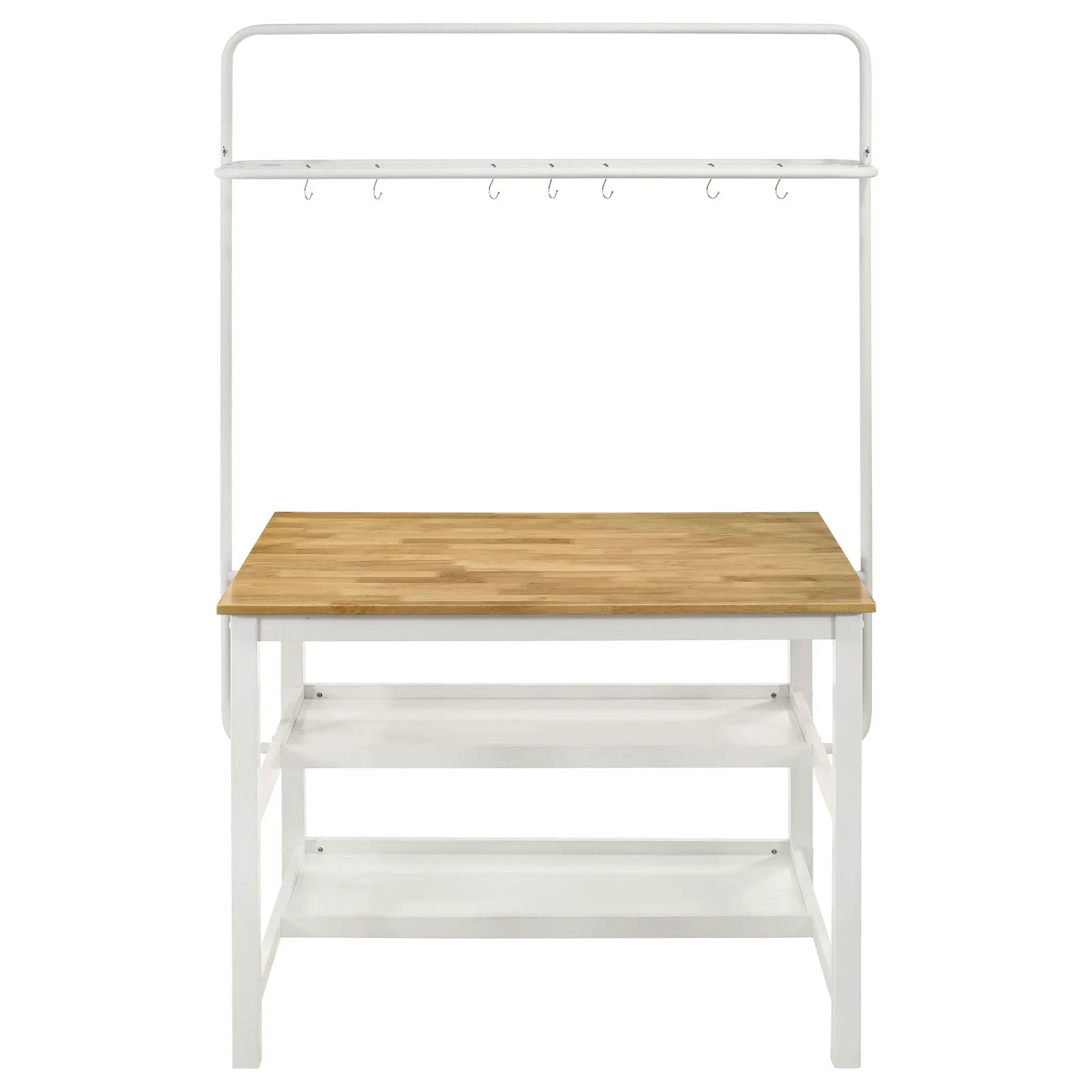 Cowichan - Kitchen Island Counter Table With Pot Rack - White